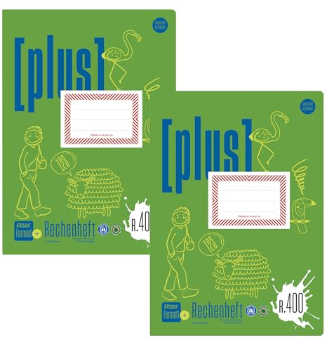 Formati Plus Rechenheft R.400 A4 20 Blatt, 5 mm kariert, 2 Stück, aus 100% Recyclingpapier, für die Grundschule