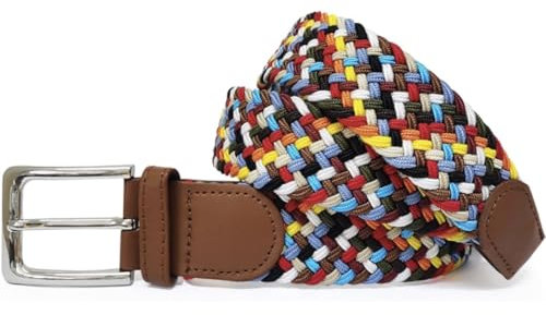 FASHION YOU WANT Unisex Elastischer Stoffgürtel Geflochtener Stretchgürtel Dehnbarer Gürtel für Damen und Herren (bunt, 110cm)