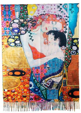 Toocool Unisex Schal Stola Klimt Van Gogh Kandinsky Monet Foulard Kunstgemälde 70x170cm Tuch Berühmte Meisterwerke Tragbare Kunst A001 [Eine Größe, YHS-052 Mutter Sohn/Kuss]