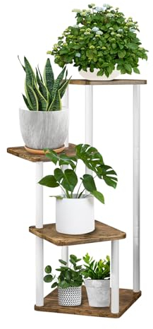 MUAEEOK Étagère d'angle d'intérieur métallique à 4 niveaux pour plantes, pour terrasse, jardin, salon, balcon, chambre à coucher, blanc