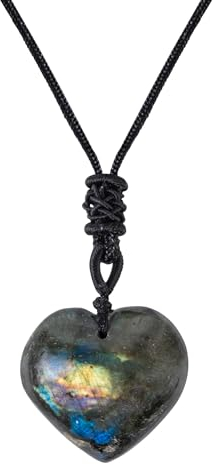 SPDYCESS Collier de Cristal Naturelle Guérison Labradorite Agate Mousse Pendentif de Pierre Précieuse de Cœur Rond Bijoux Reiki pour Hommes Femmes