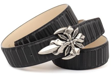 Anthoni Crown Unisex Ledergürtel Gürtel, Schwarz, 90