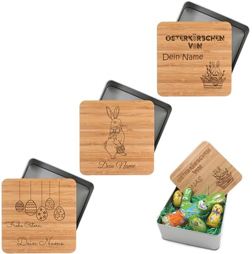 die-veredler Osterkörbchen personalisiert Osterlammbox Osternest Keksdose Plätzchendose mit Namen Osterdeko Osterkorb für Mama Papa Oma Opa Freund oder Freundin Kinder und Erwachsene (KLEIN)