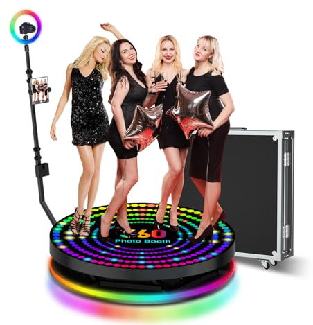 360 Photo Booth Machine for Parties, 360 Selfie Camera Booth, Slow Motion Rotating Video Booth 360 Photobooth with Flight Case (80.0 cm)