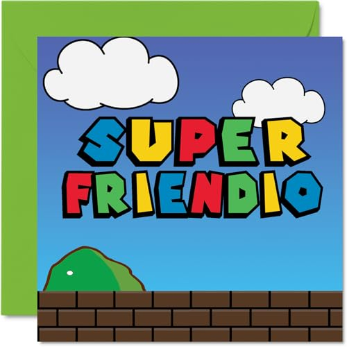 Stuff4 Geburtstagskarten für Freunde – Super Friendio – lustige Geburtstagskarte für Freunde von bester Freundin, Geburtstagsgeschenke, 145 mm x 145 mm, Witz-Grußkarten für Frauen und Männer