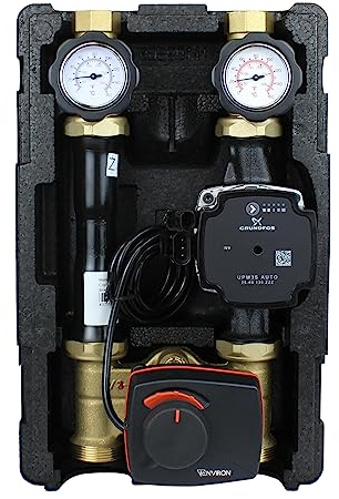 ENVIRON - Pumpengruppe Profimix EN001H DN25 mit Drei-Wege-Mischer, Stellmotor 230V und Hocheffizienzpumpe | Heizung Fußbodenheizung Mischer Heizungsmischer Umwälzpumpe (Alpha 2.2 25/6)