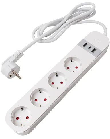 LED ATOMANT Regleta Inteligente WiFi USB, Enchufe Multiple Alargador con 4 Tomas, 2 Puertos USB y 1 Tipo C, Regleta WiFi con Interruptor, Smart Life y Tuya, Compatible con Alexa y Google Home