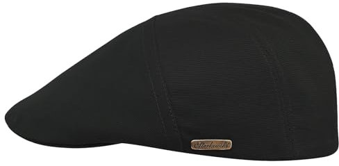 Sterkowski Modell Ivy Five | 100% Gekämmte Baumwolle Schiebermütze für Herren und Damen | Flatcap Klassische Kappe Leichte Sommer Hautfreundliche Handgenäht Retro Vintage Casual Schwarz 55