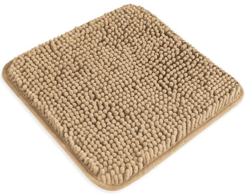 PureSwan Kleines Badezimmerteppich 30,5 cm x 30,5 cm – Waschbarer und saugfähiger Mini-Badteppich, rutschfest, dicker weicher Chenille-Badeteppich für Badezimmer, Dusche (Beige)