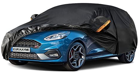 Telo Copriauto, Kayme Copertura per Auto Impermeabile Anti UV Anti Vento Antipolvere con Cerniera Compatibile Con Fiat 500, Fiesta, Ypsilon, Corsa, Clio, Adatto per Auto a 2 Volumi (fino a 415cm) 2M