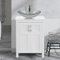 Moderno mueble de baño blanco de 60 cm con lavabo y lavabo de cristal