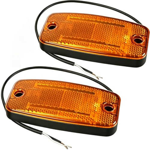 Yinaolan 2x Anhänger Amber Seitenmarkierungsleuchten 12 /24V Seitenleuchte Gelbe LED mit Reflektor für Wohnmobile, Boote, LKWs, Campinganhänger und Caravans
