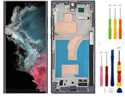 Écran numérique TFT de rechange compatible avec Samsung Galaxy S22 Ultra S22u SM-G908a SM-S908u S908w (pas d'empreintes digitales) Écran tactile LCD Digitizer Montage avec outil de réparation