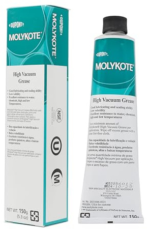 Molykote High Vacuum Grease 150g 5.3oz Dow Corning Lubrificante Silicone per Pompe a Vuoto e Guarnizioni Resistente all'Acqua e ai Chimici Trasparente Bianco HVG
