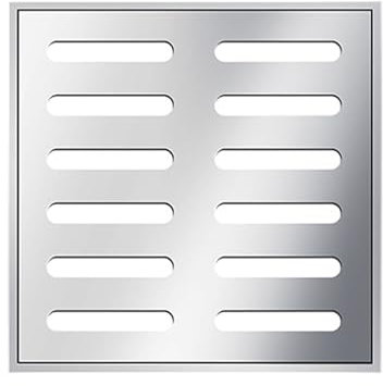 Griglia di Scarico con Telaio,Canaletta Scolo Acqua Piovana,Quadrato,in Acciaio Inox 304,per Scarico a Pavimento Spessore 2mm (argenteo,100x100x20mm)