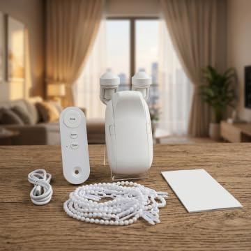Elektrischer Vorhangöffner, 4000 mAh, wiederaufladbar, 6 Monate Laufzeit mit Fernbedienung für Röhrenstange, TU-Schiene, I-Schienen-Auto-Vorhangmotor (1 x Römerstange)