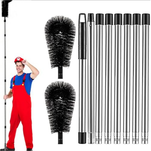 Telescopic Roof Gutter Cleaning Tools Kit Gutter Brush 3.5M Gutter Cleaner | with Adjustable Angle Brush, for Removing Leaves, Debris & Spider Webs from Gardens Ditches Villas Townhouses