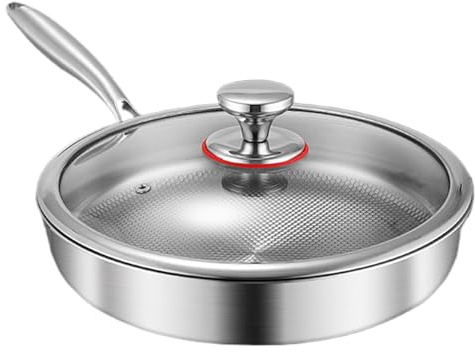 Generisch Titan Bratpfanne Mit Deckel, 2025 Verbesserte Titanium Pfann-e Unbeschichtet, Titanium Hammered Pan Pro Mit Deckel, Non-Stick Pro-Kochgeschirr, Hammered Pan Für Die Hausmannskost