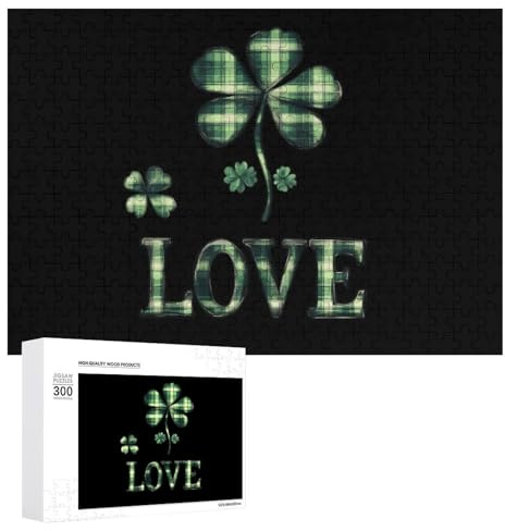 Green Plaid St. Day Patricks Love Funny Jigsaw Puzzles Wooden Picture Puzzle for Adults Home Decors Gift