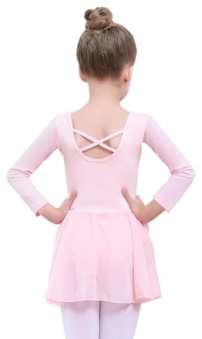 Ruikaisy Girls Ballet Dress Short Sleeve Ballet Outfit Cotton Ballet Leotard Gymnastics Dance Leotard with Chiffon Skirt