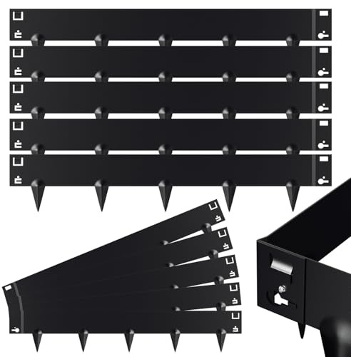 Peviasot Rasenkante Metall, 100x15cm Beeteinfassung mit Dornen, Flexible Verformbar Rasenkanten Beeteinfassung Mähkante Palisade, Schwarz 10er Set (Länge 10m - Höhe 15cm)