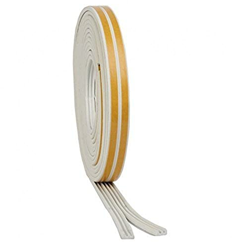 Bulk Hardware bh05977 selbstklebend EPDM Gummi Fensterdichtung Zugluftstopper, 5 m (16,1/122 cm) – Weiß