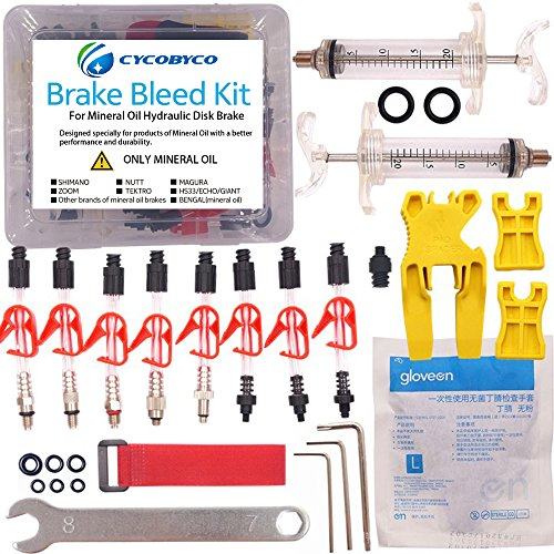 CYCOBYCO Entlüftungskit für Mineralöl-Bremsen/hydraulische Scheiben-Fahrradbremsen, für Shimano/Magura/Tektro/Zoom/CSC/Echo/Giant / HS33 / Nutt, Professional kit
