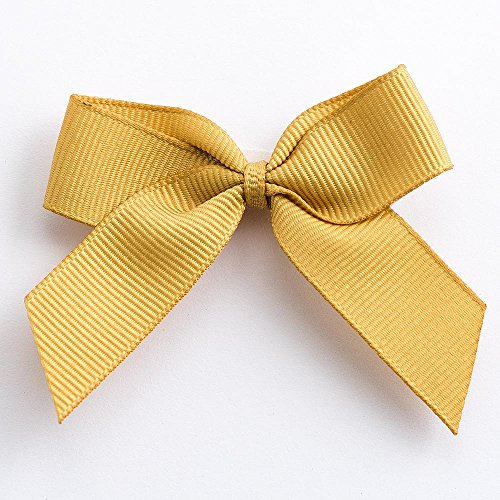 Italian Options Small Grosgrain Ribbon Bows Self Adhesive Bows for Crafting Gifts Sewing Hair Bow Wedding Stationery Floristry Cakes Crafts Decorations Gold 12 Pack 5cm