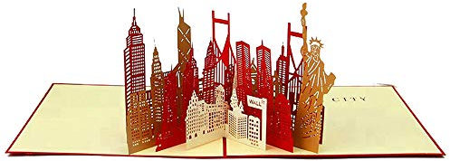 New York 3D Pop Up Karte und Umschlag – Einzigartige Pop Up Grußkarte für Geburtstag, Muttertag, Neujahr, Jahrestag, Valentinstag, Hochzeit, Abschluss, Dankeschön New York