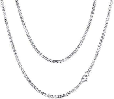 FaithHeart Edelstahl Venezianerkette für Damen und Herren, 3MM Breit 55cm Lang Hip pop Kette Halskette, Punk Halskette Partnerkette Freundschaftskette