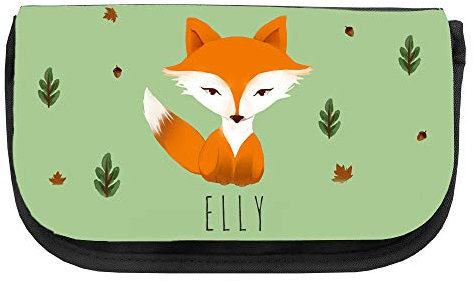 Kosmetiktasche mit Namen Elly und Fuchs-Motiv im Aquarell-Stil | Schminktasche | Viele Vornamen zur Auswahl