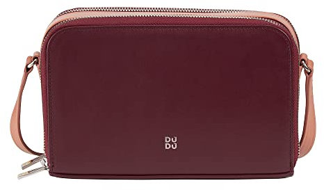 DUDU Borsa a Tracolla Donna Piccola in Pelle Doppia Cerniera Portafoglio Borsa a Mano Multitasche Burgundy
