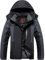 Treer Veste Imperméable pour Homme Blouson à Capuche, Grande Taill Hiver Chaude Coupe-Vent Manteau pour Montagne Randonnée Voyage Sports d'Extérieur Jogging Ski Camping (4XL,Noir)