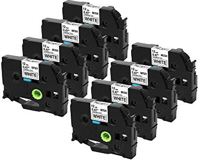 KA® Schriftband für Brother P-Touch TZe-131 tze-231 tze-431 tze-531 tze-631 tze-731 12mm x 8m kompatibel mit PT-H105 PT-H100 PT-1005 PT-1000 PT-1010 PT-1080 PT-H101c TZE-231 noir sur blanc 8 PK.