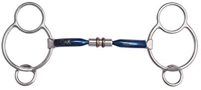 AK Universal Loose Ring Rotary Double Cooper Roller Snaffle Horse Riding Bit Sweet Iron AKRS-2637 (5.0, Blue-Silver)