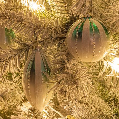 KI Store weihnachtskugeln Weiss Grun Glas 8 Stücke Ornamente für Weihnachtsbaum Christbaumkugeln Glas Weihnachtsdekoration Kugeln