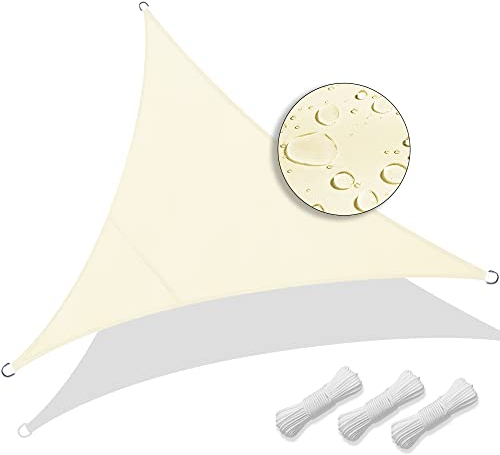 VOUNOT Toldo Vela de Sombra Triangular 3x3x3m, Toldo Parasol Terraza Protección Rayos UV Impermeable, para Exterior, Jardín, Patio, Beige