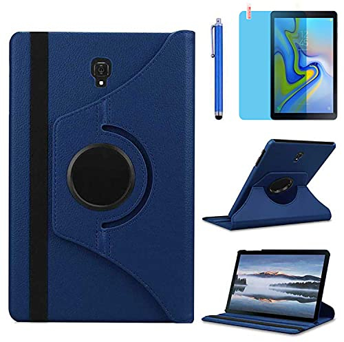 Étui Housse Coque pour Samsung Galaxy Tab S4 10.5 Pouces 2018 (SM-T830 T835 T837) - 360 degrés Rotation Full Protection Kickstand Case Cover,avec Un Stylo,Écran Film (Deep Blue)