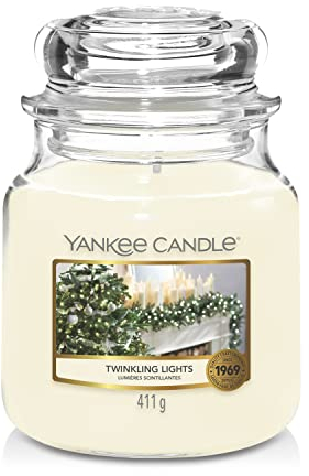 Yankee Candle Duftkerze im Glas (mittelgroß) | Twinkling Lights | Brenndauer bis zu 75 Stunden