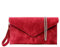 Italian 100% Genuine Suede Leather Envelope Clutch Bags, Flap Clutch Purse with Detachable Chain Strap for Party, Wedding and Occasions (Red)
