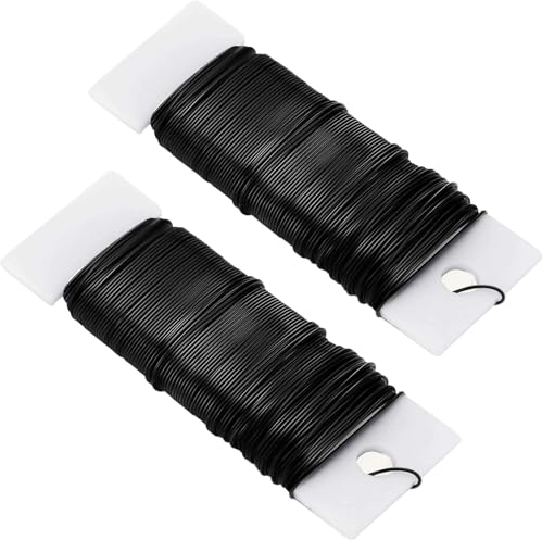 POPOYU 2 Rollen Bindedraht Schwarz,Draht Blumen Basteln,35M/0.65mm Blumendraht Schwarz,Basteldraht Outdoor,Pflanzendraht Basteldraht,Draht Ummantelt Dunkel,Deko Bindedraht für Rosen,Blumen&Basteln