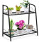 RELAX4LIFE Étagère à Fleurs Porte-Plante en Fer Forgé Décoratif Classique pour Extérieur et Intérieur, Utilisation Large pour Jardin, Terrasse, Balcon, Noir (Style 2, 2 niveaux)