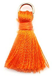 50 Stück Mini Quasten Anhänger,2cm Seidige Gerade Fransen Tassel Troddel Armband Schlüsselanhänger Basteln Quaste für Ohrringe Schmuckherstellung Taschen Lesezeichen DIY Handwerk Zubehör,Orange