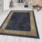 Waschbarer Teppich Flachgewebe Robust Mäander Design Vintage Optik rutschfest Teppich Wohnzimmer, Farbe: Schwarz, Größe: 120 x 170 cm