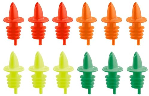 Westmark 12 Spirituosen-/Essig-/Öl-Ausgießer für Flaschen, Dosierer mit Luftröhrchen, Fluoreszierend, Kunststoffkorken, Jet-Pour, Bunt/Neonfarbig, 41102030