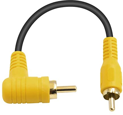 Duttek 90 Degree RCA Cable 0.15M 1-pack,Right Angle Audio Cable for Home Theater,Subwoofer,HDTV and DVD or other with audio connection equipment (Right Angle Audio Cable Male to RCA)