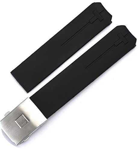 GANYUU Für Tissot T-TOUCH T013 T047 20 mm weiches Silikonkautschuk-Uhrenarmband schwarz orange sport wasserdichtes Uhrenarmband T091 T013420A (Farbe: 25-12 mm, Größe: 20 mm)