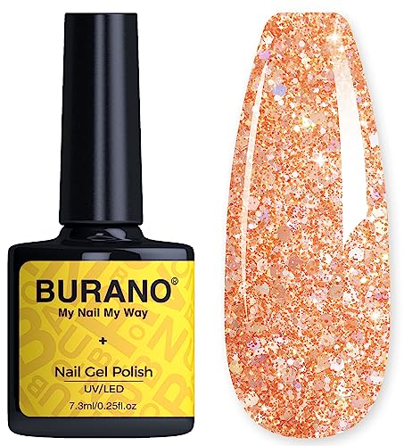 BURANO Glitter Gel Nagellack, UV-Nagellack Glitzer Nagelgel Shimmer Holographic Effect Einweichen von Gel Härtung erforderlich, kein Chip Gel Polish (LP13)