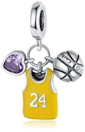 Annmors Charm 925 Sterling Silber Bead Charms Lucky Football Jersey with Cubic Zirconia für Europäische Armbänder und Halskette,Schmuck Geschenk für Damen Herren