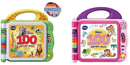 VTech Baby Mein 100-Wörter-Buch: Tiere – Interaktives Bildwörterbuch zum Lernen erster Wörter – 2-5 Jahren & Baby Mein 100-Wörter-Buch pink Interaktives Bilderbuch zum Lernen erster Wörter 2-5 Jahren